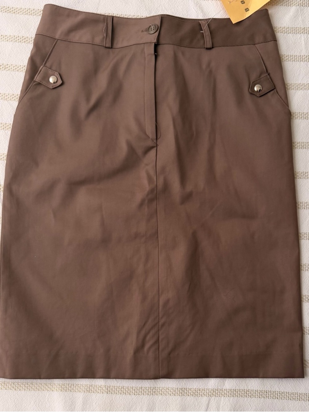 École Creative Design Brown Midi Skirt Size 6 | Minimalist European Chic - Picture 2 of 8